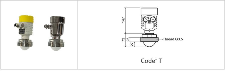 Code T 안테나 외형 및 치수도 - G3.5 나사 타입